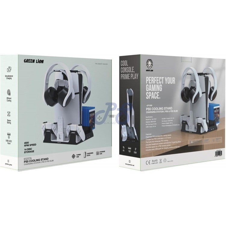 green lion ps5 cooling stand dual controller charging station