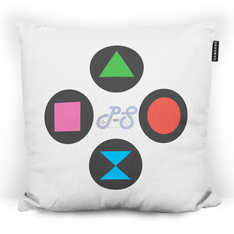pillow ps buttons aqua White